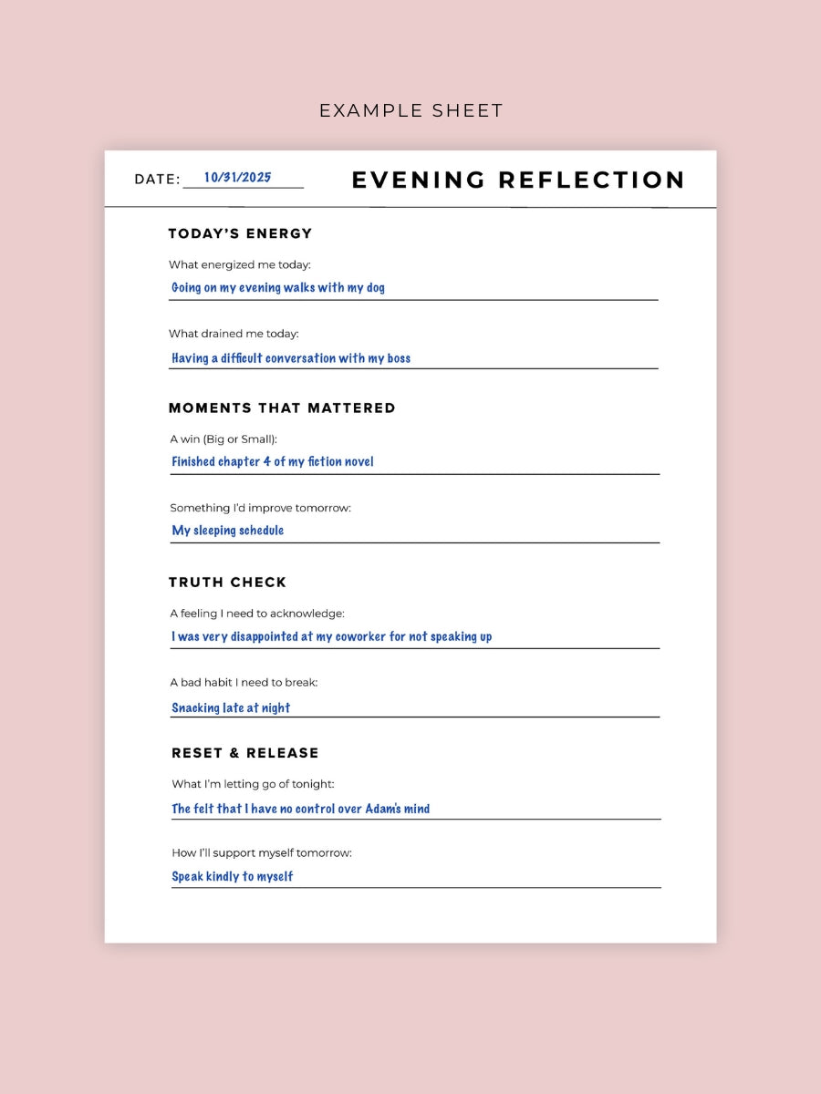Evening Reflection Sheet
