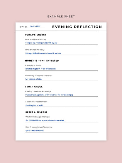 Evening Reflection Sheet