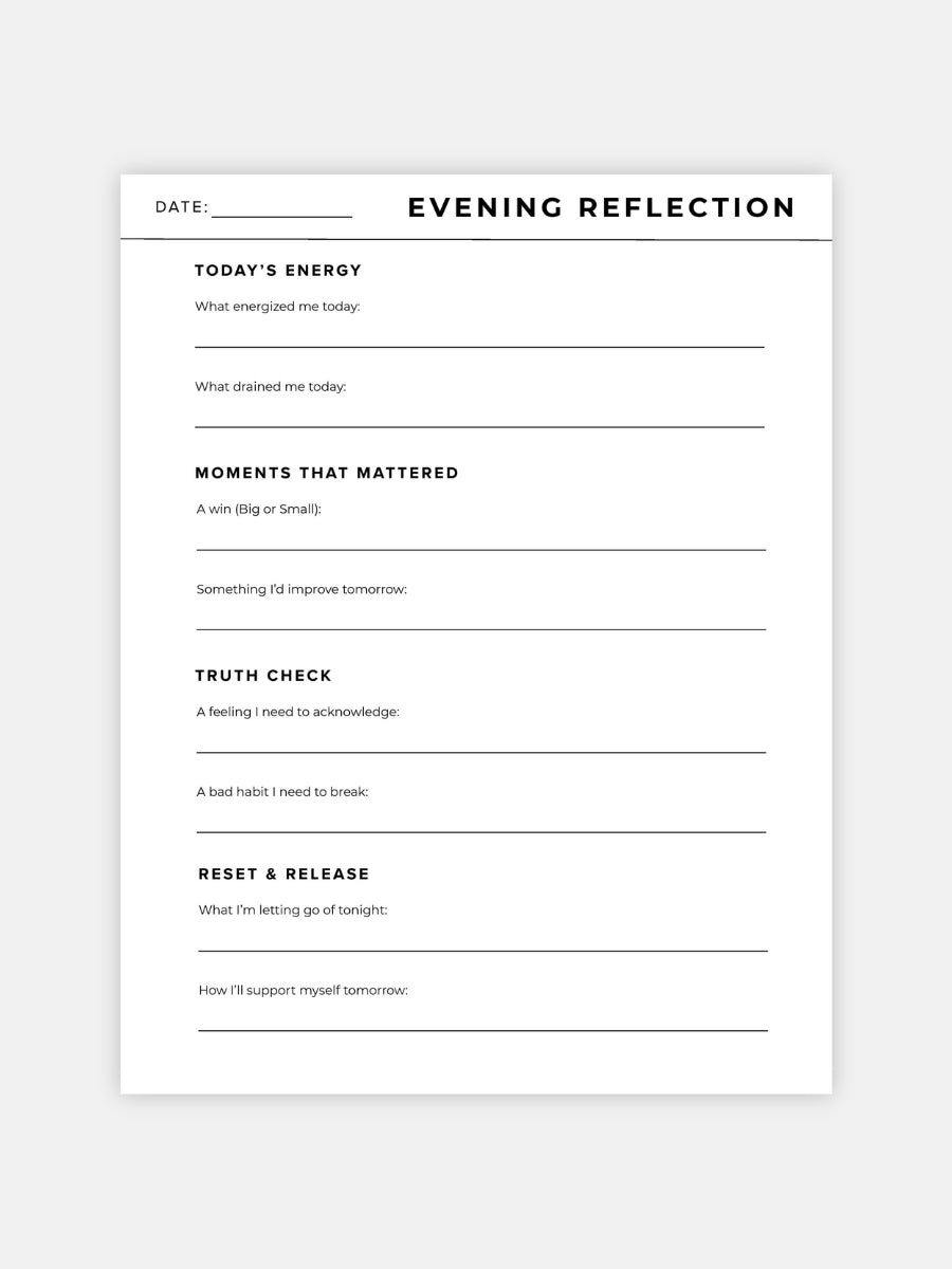 Evening Reflection Sheet